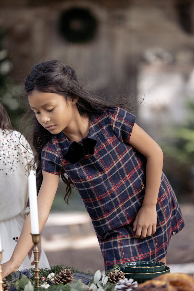 Vestito - Blu navy Scacchi filo metallizzato - Image principale