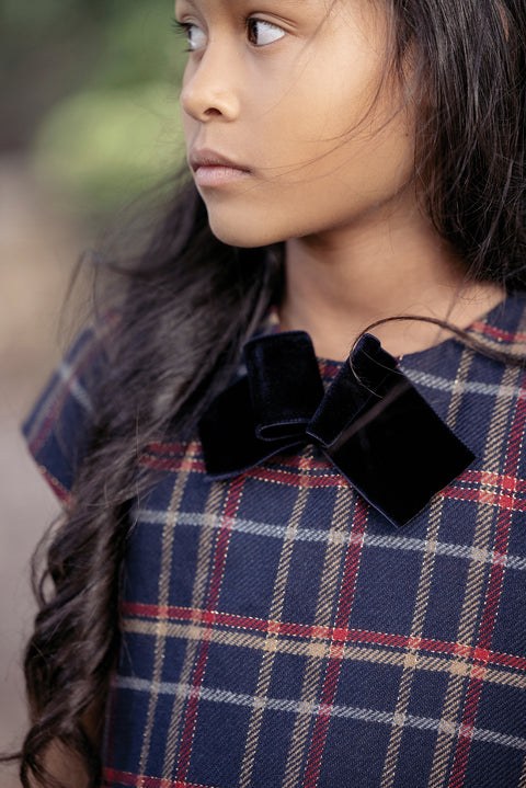 Dress - Navy Check metallic thread - Image principale