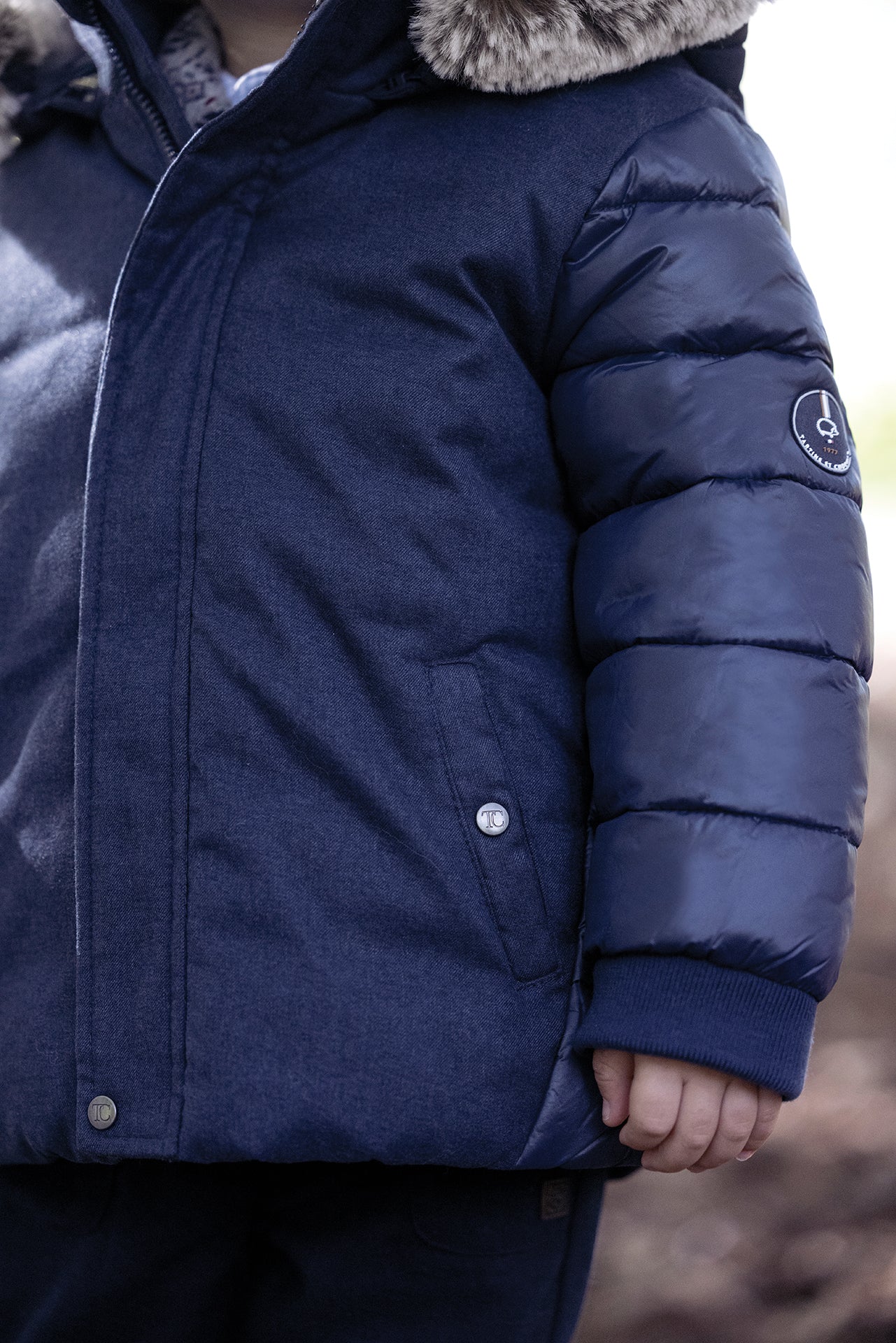 Down jacket - Bi-material Marineblau