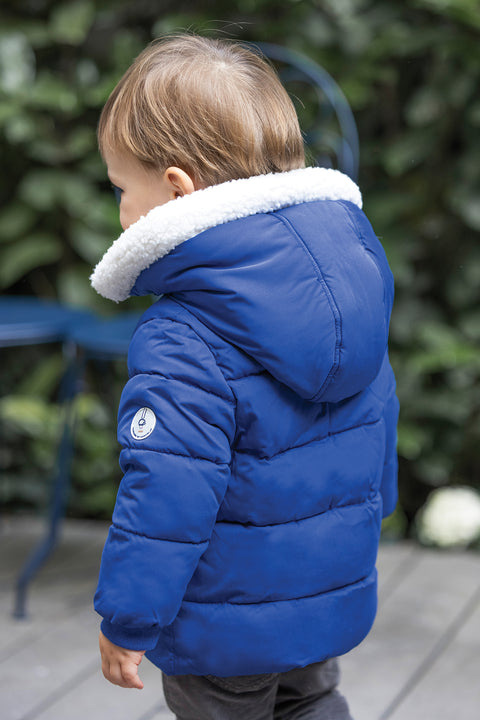 Doudoune - Bleu roi capuche imitation fourrure - Image principale