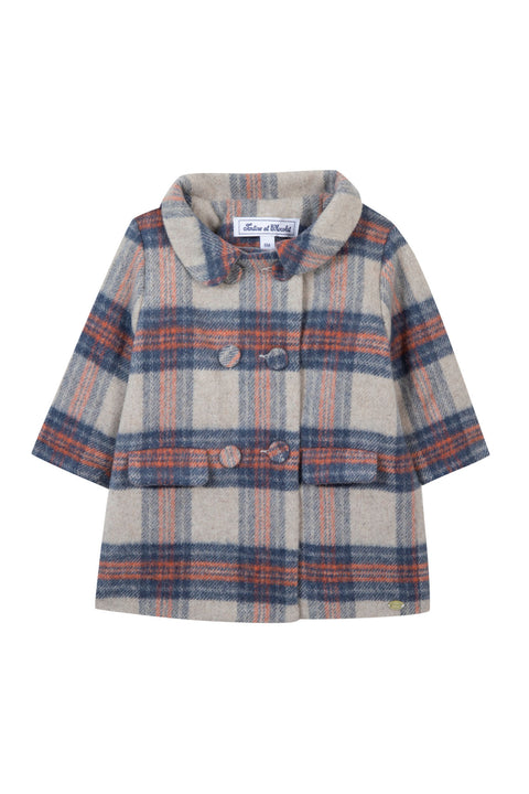 Manteau - Beige laine carreaux - Image principale