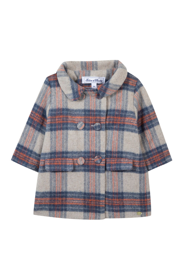 Manteau - Beige laine carreaux - Image principale