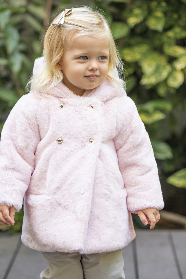 Manteau - Rose pâle Imitation fourrure - Image principale