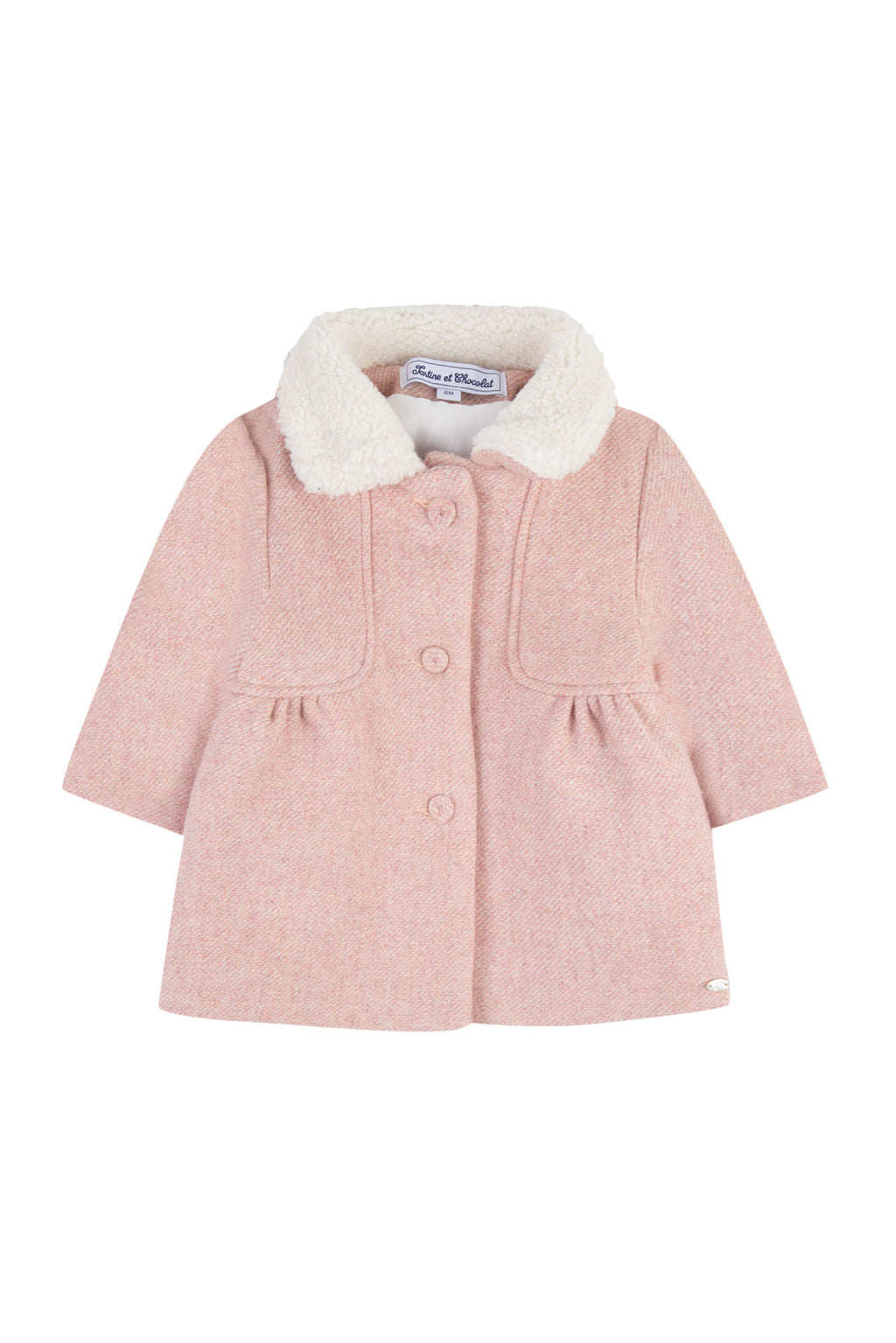 Coat - Old Pink Wool Collar Imitation fur