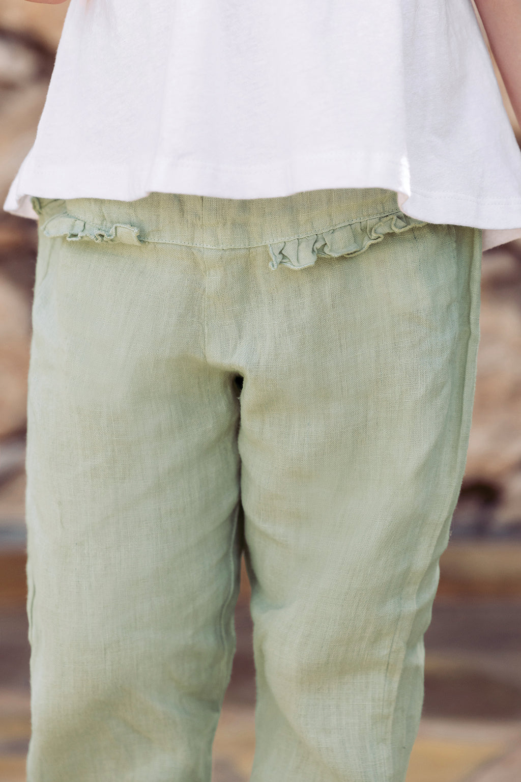 Trousers - Green Linen