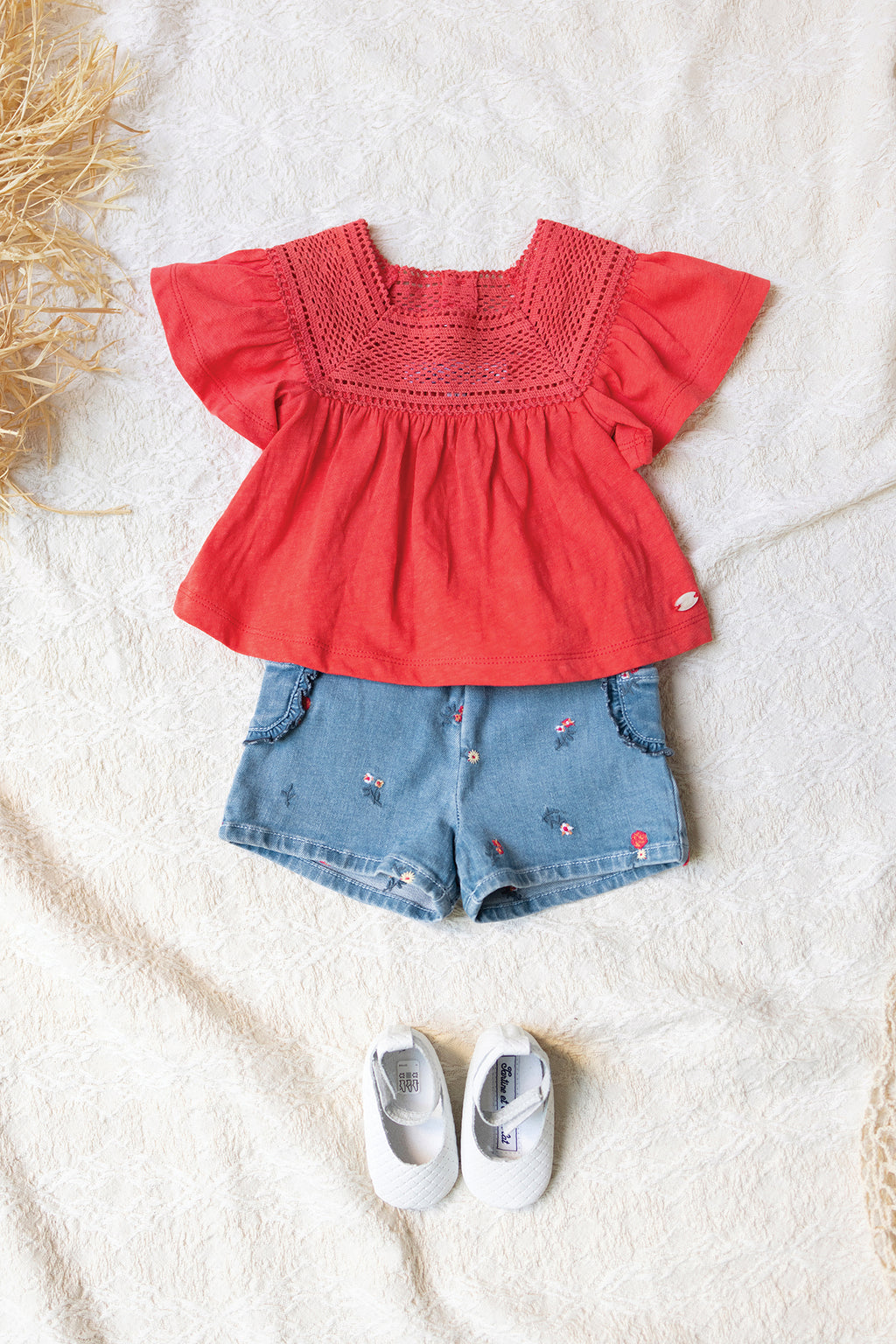 T-shirt - Rouge crochet coton