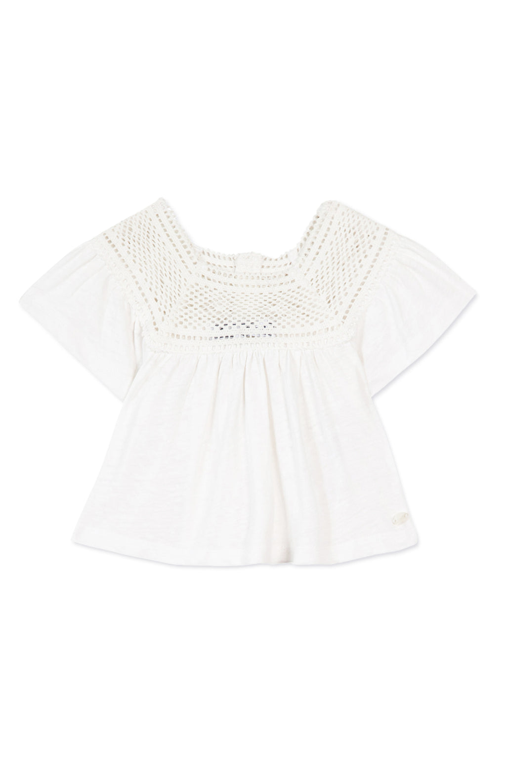 T-shirt - Blanc crochet coton