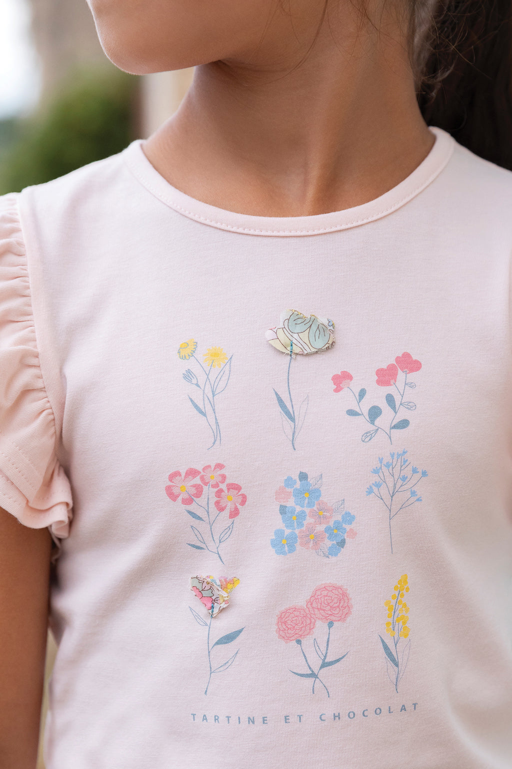 T -Shirt - Blassrosa Illustration Blumen