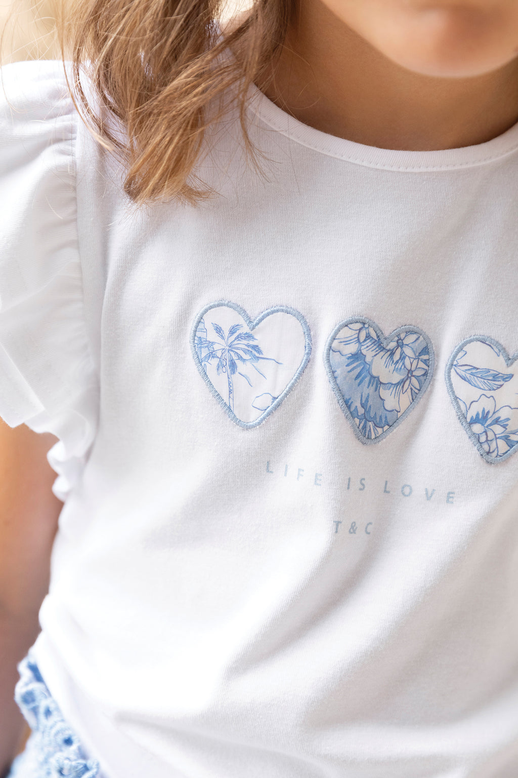 T-shirt - White Illustration Heart fabric Liberty