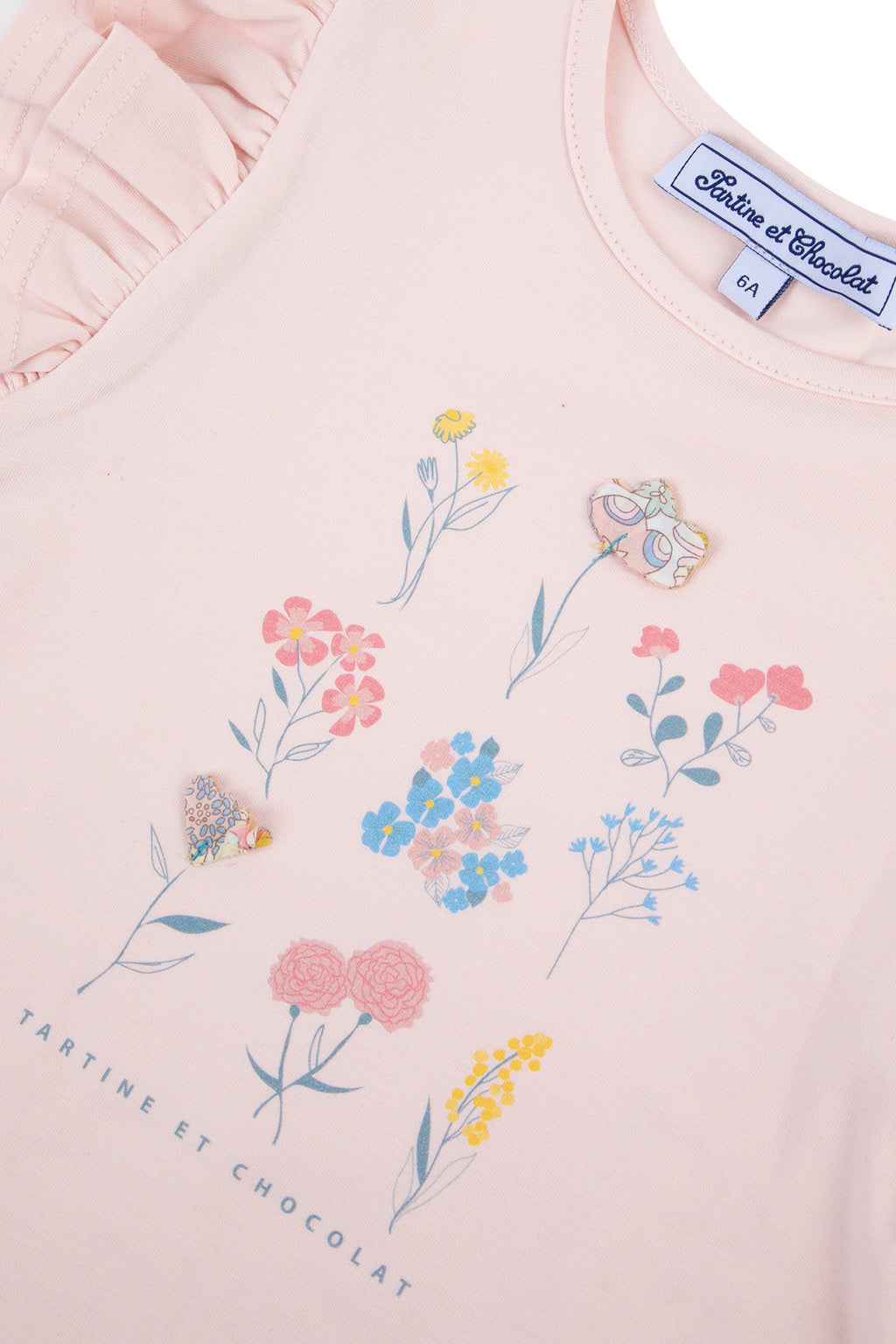 Camiseta - Rosa pálido Ilustración flores