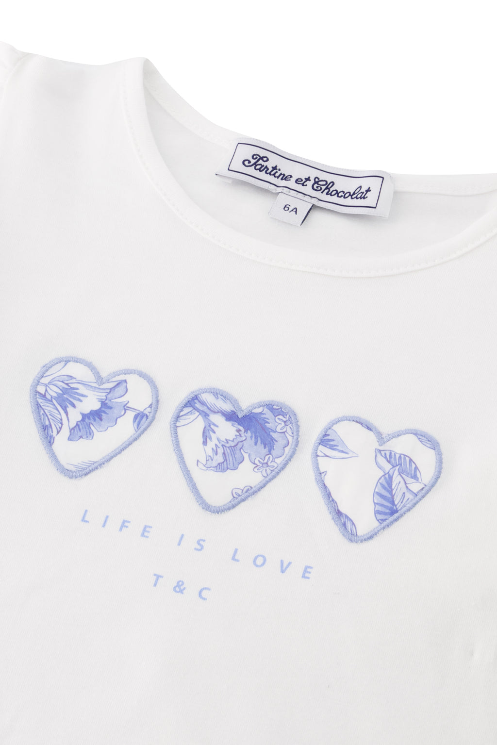 Camiseta - Blanco Ilustración Tela de corazón Liberty