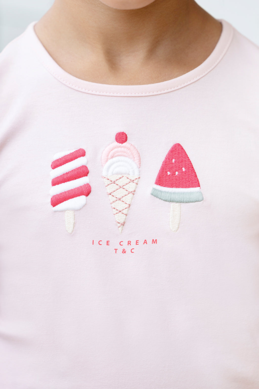 T-shirt - Lichtroze Tekening ijsje