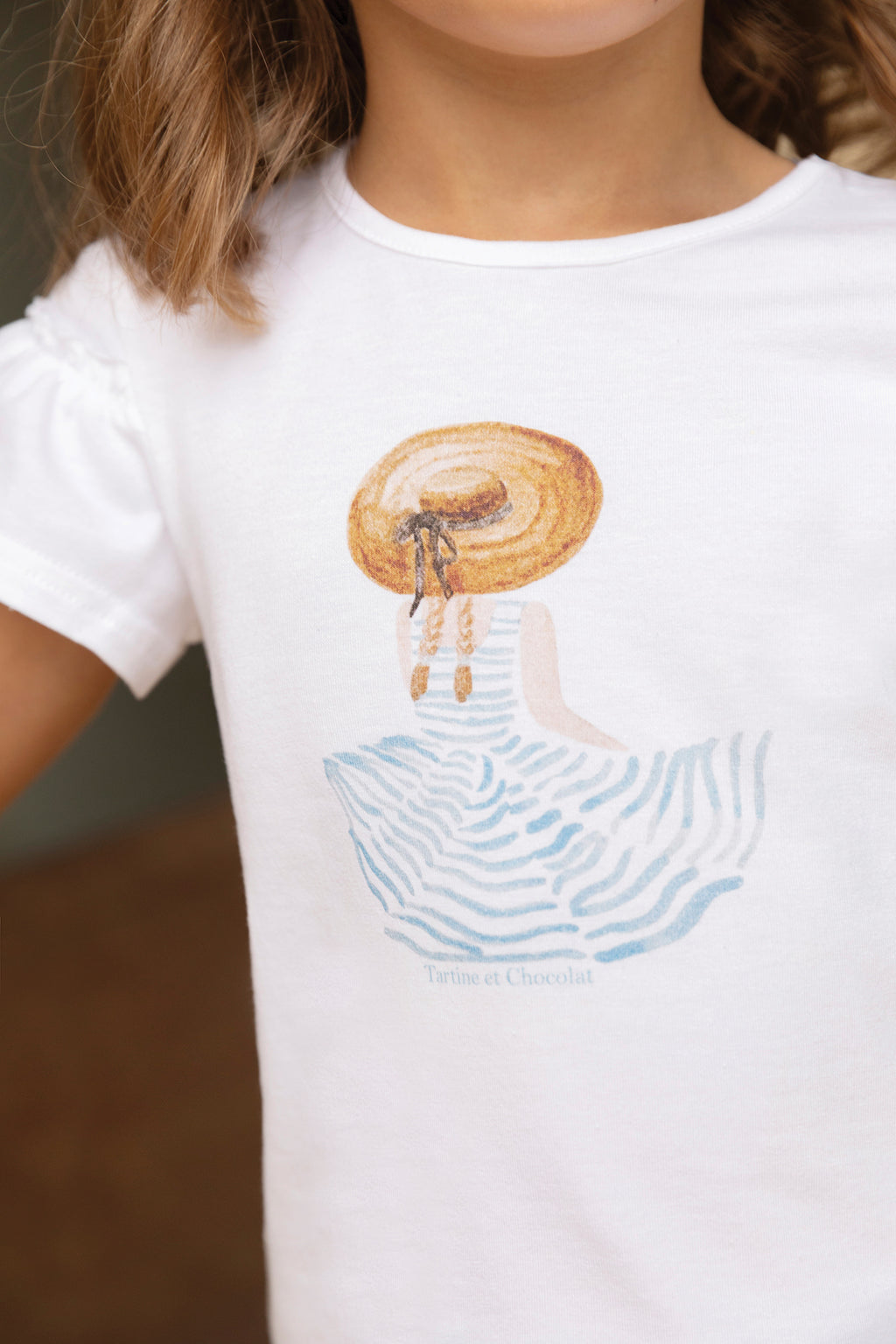 T -Shirt - Weiss Illustration Mädchen