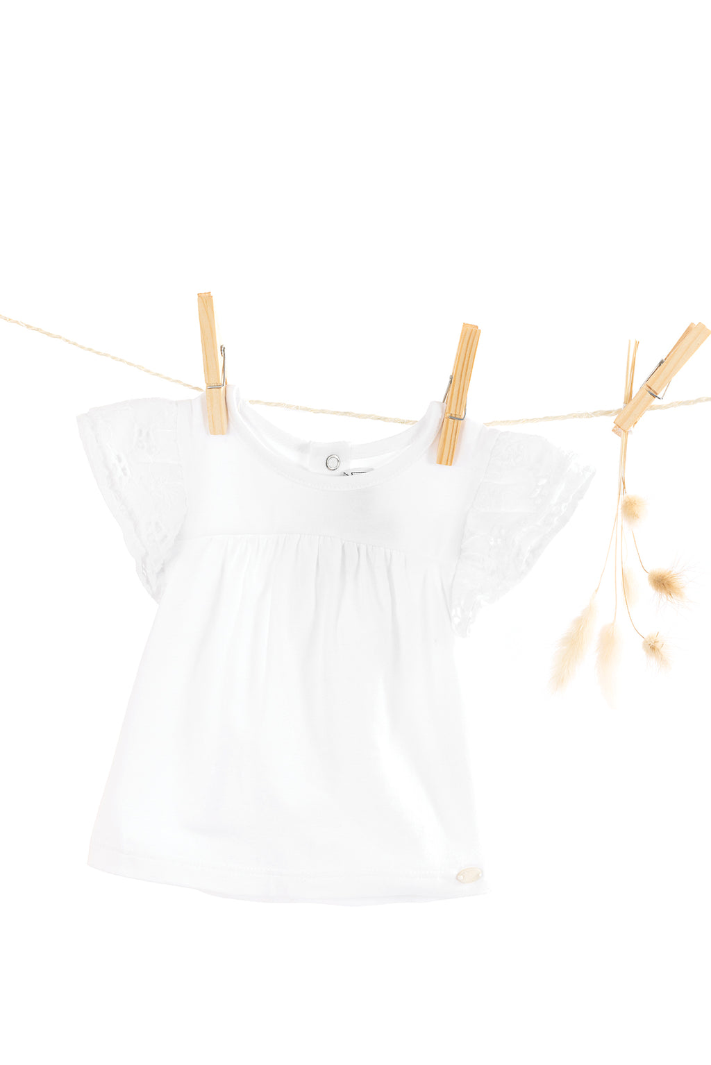 T-shirt - White Flotted sleeves