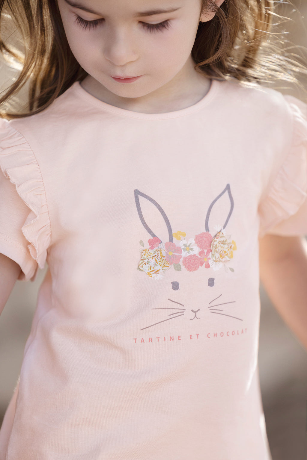 T-shirt - Pink fabric Liberty Illustration rabbit