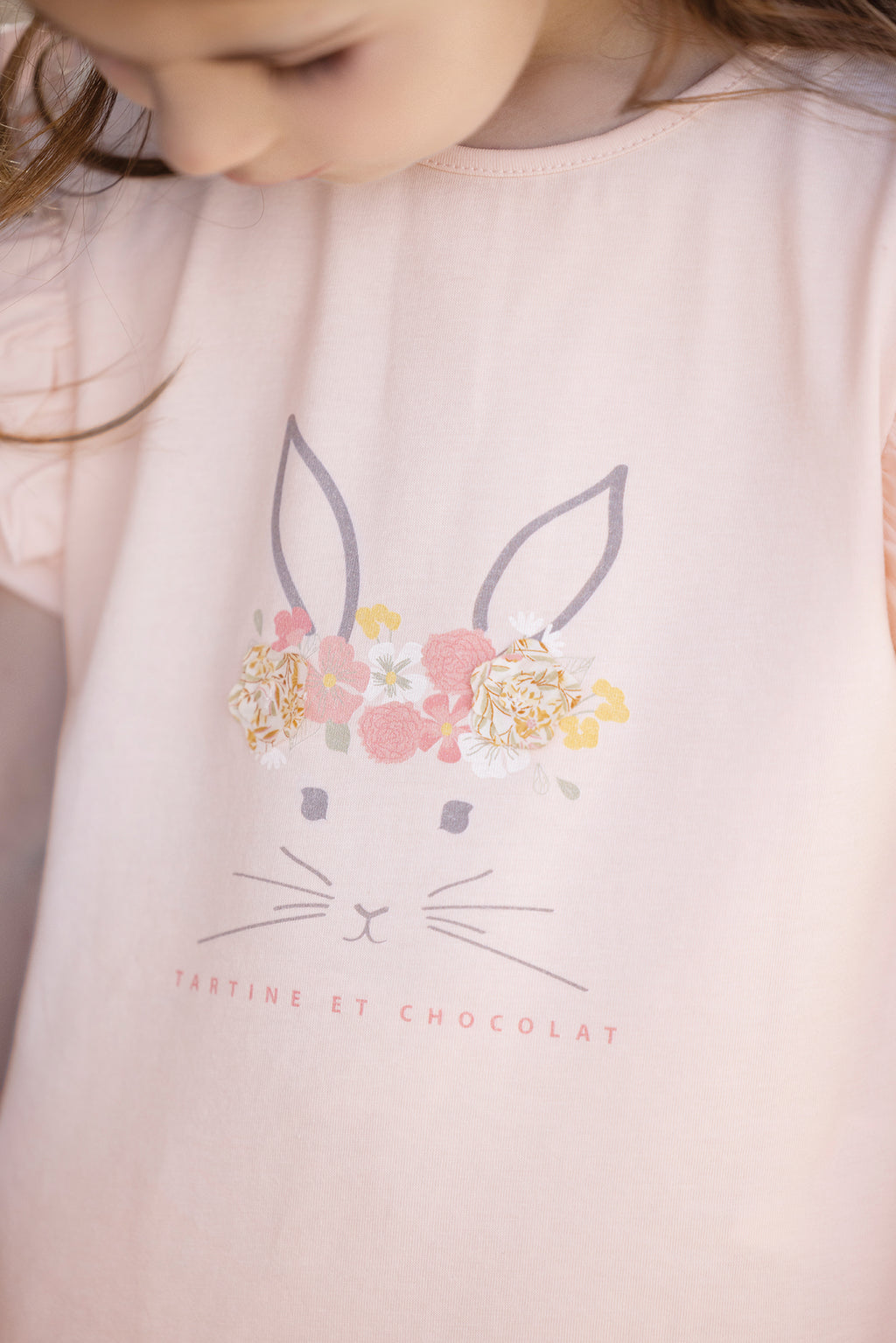 Camiseta - Rosa tela Liberty Ilustración conejo
