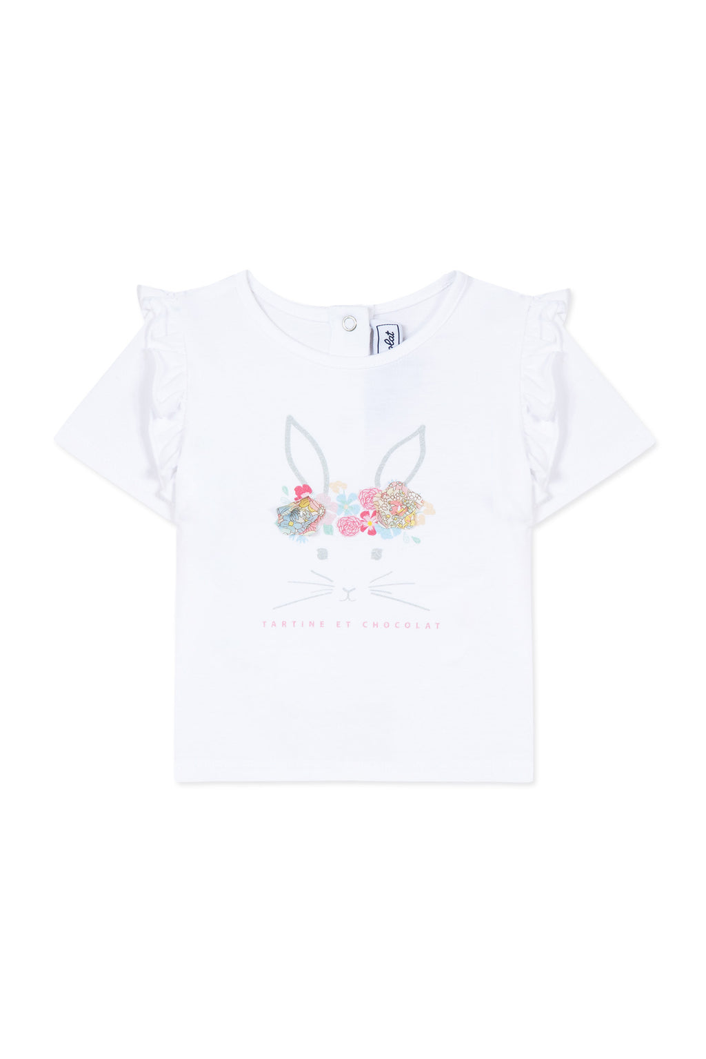 T-shirt - Wit stof Liberty Tekening konijn