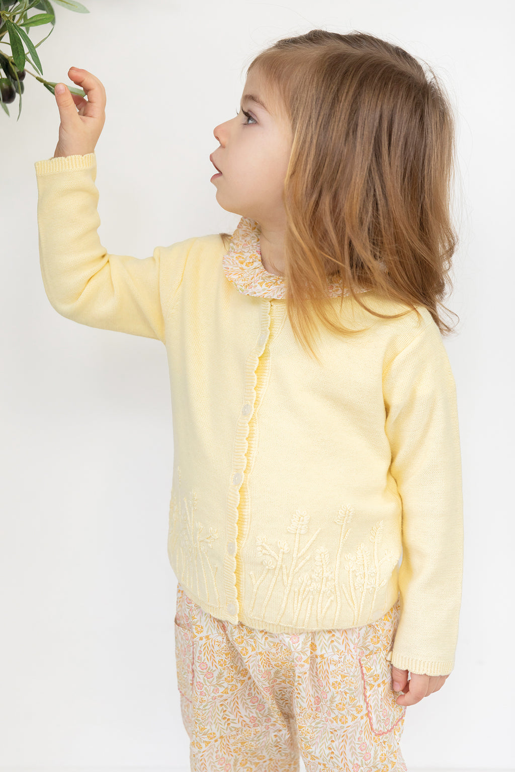 Cardigan - Yellow Pale embroidery foam point