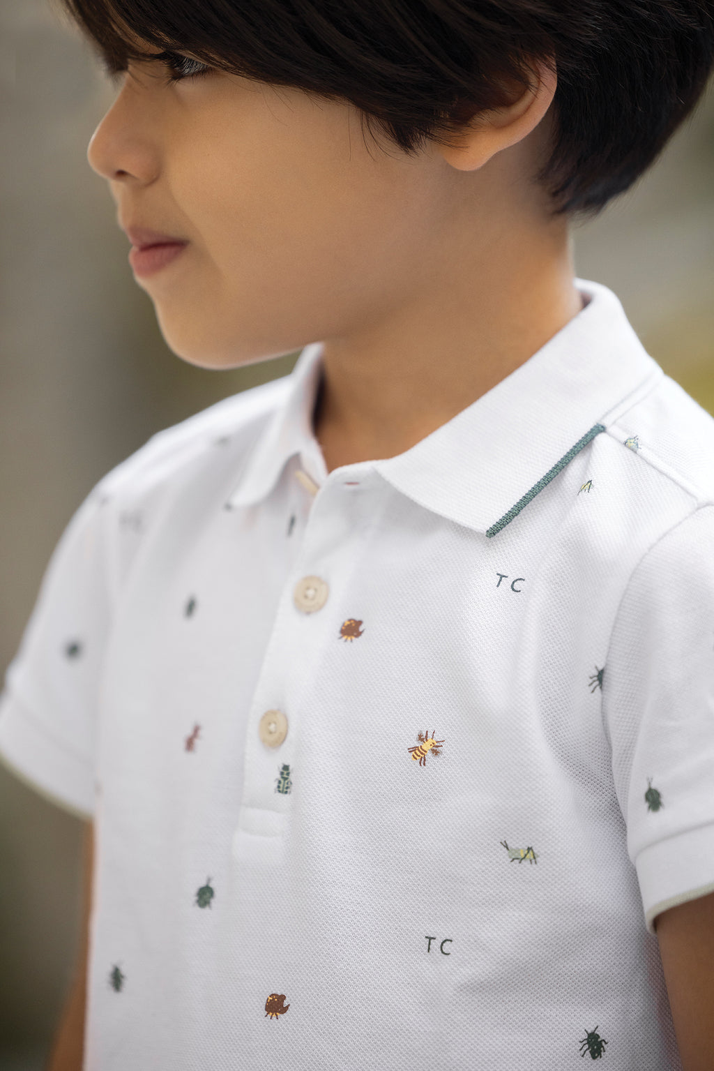 Polo - White Insect patterns