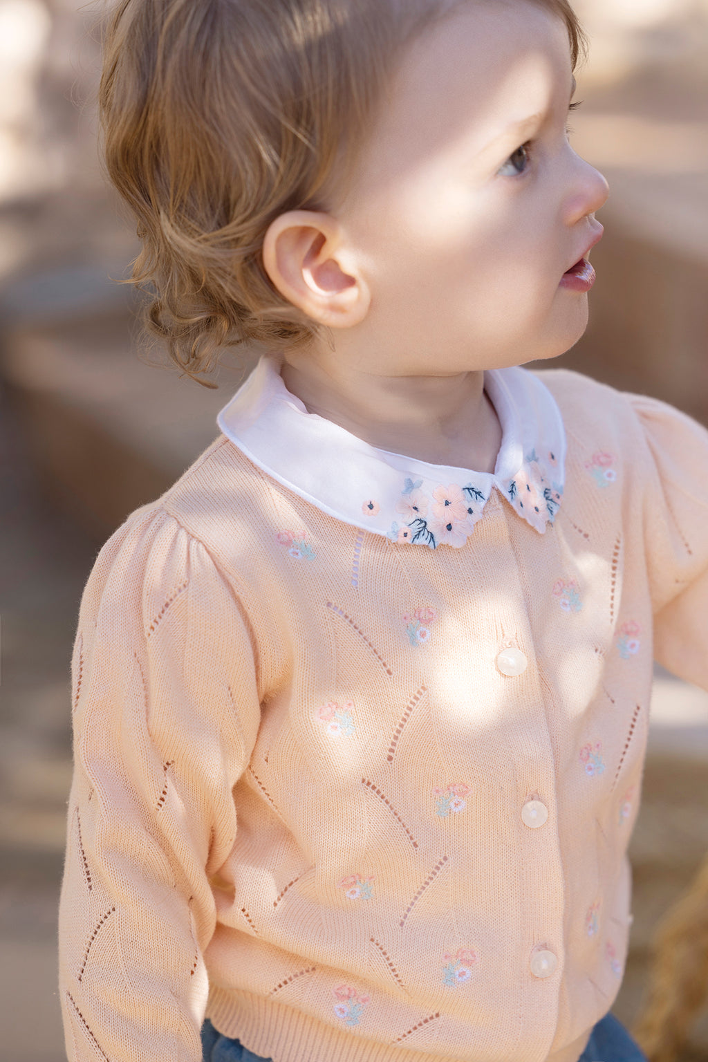 Cardigan - Peach Embrodery all over