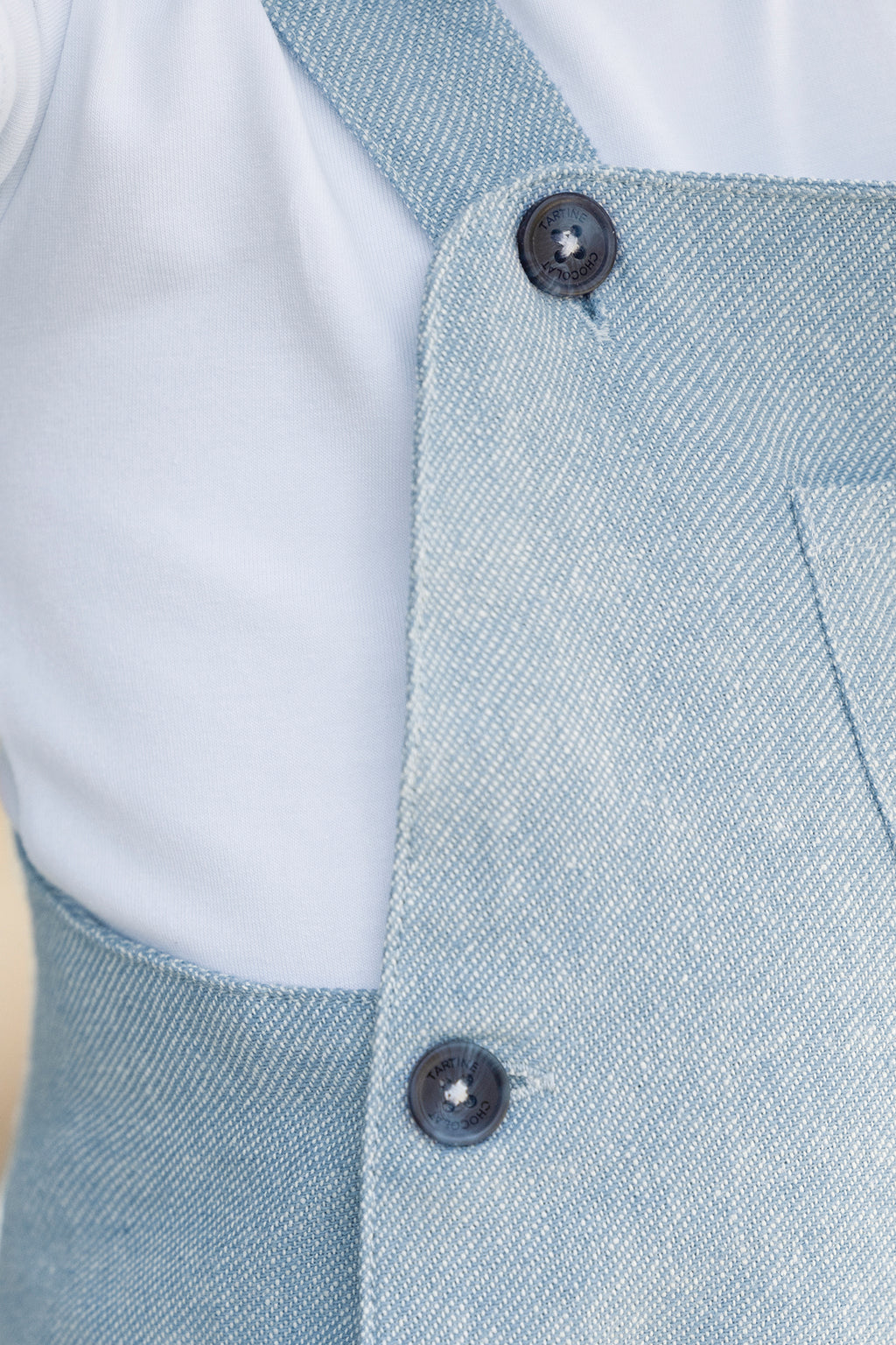 Salopette courte - Azur coton & lin