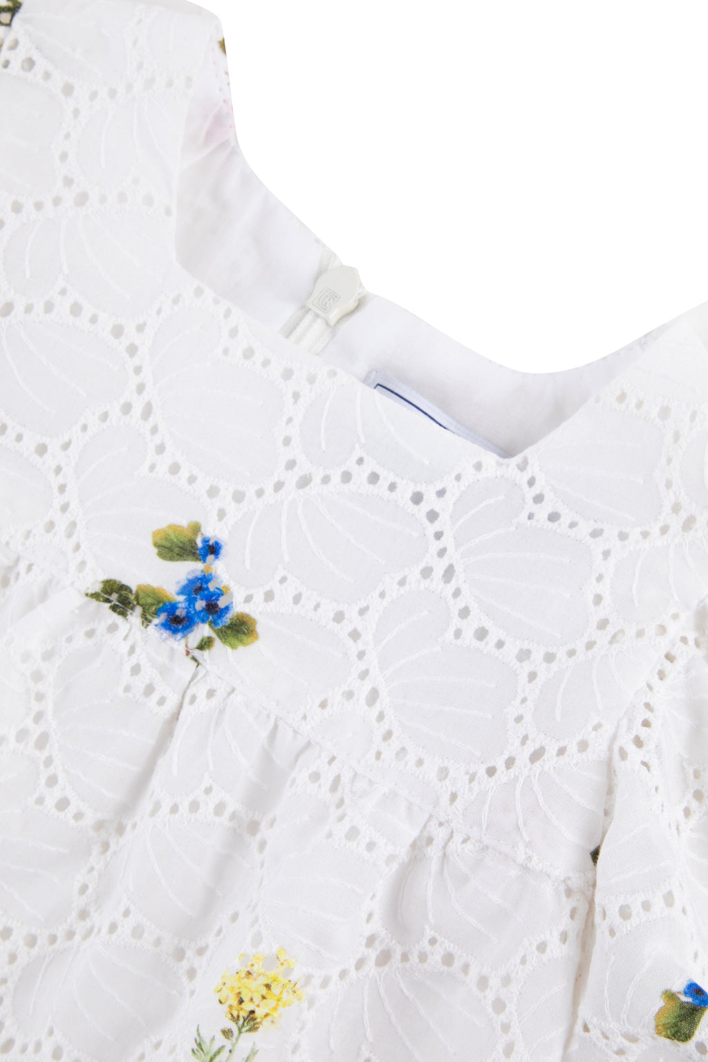 Blouse - White Embrodery Prinated Englishwoman