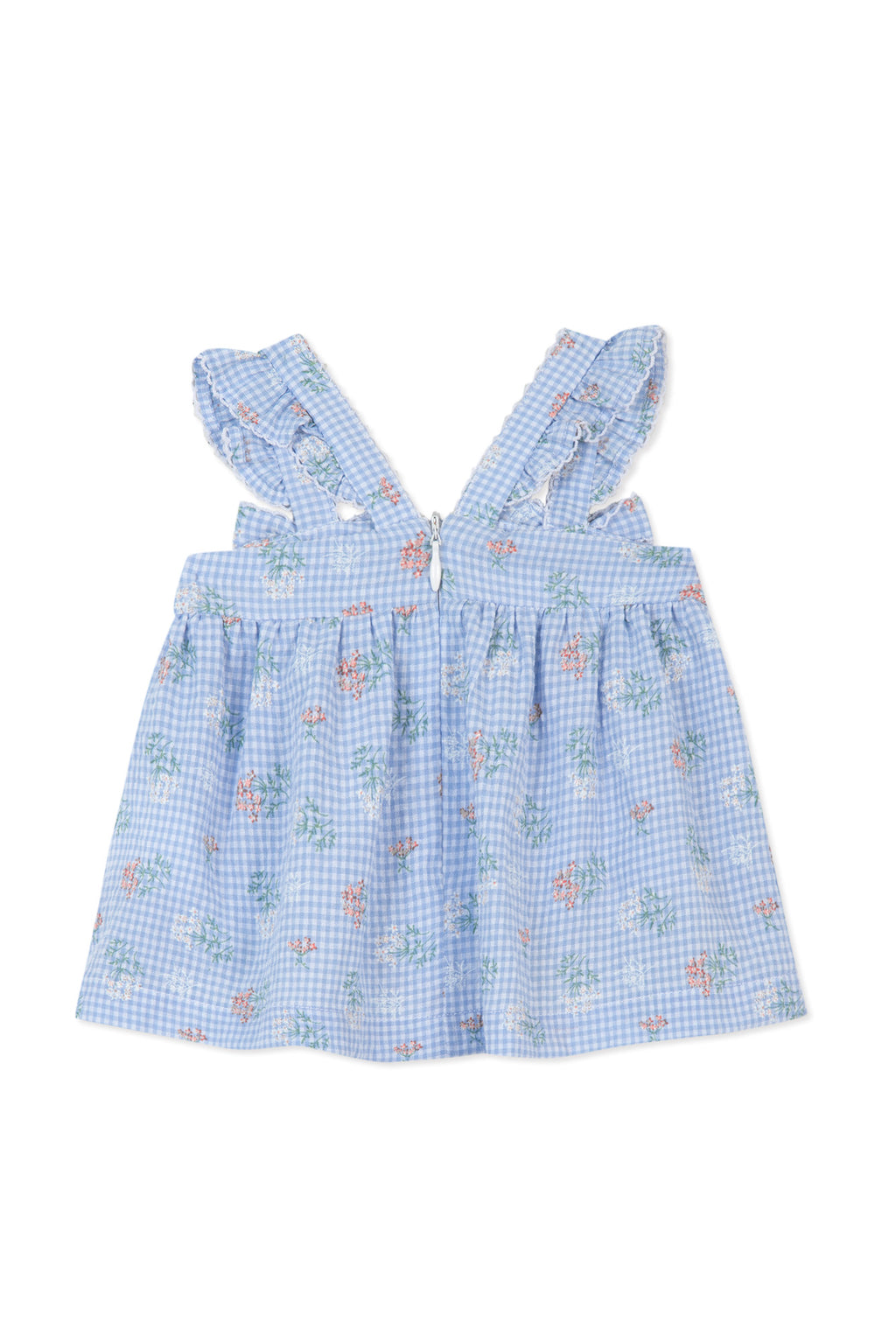 Blouse - Blue Two-tone gingham prisy