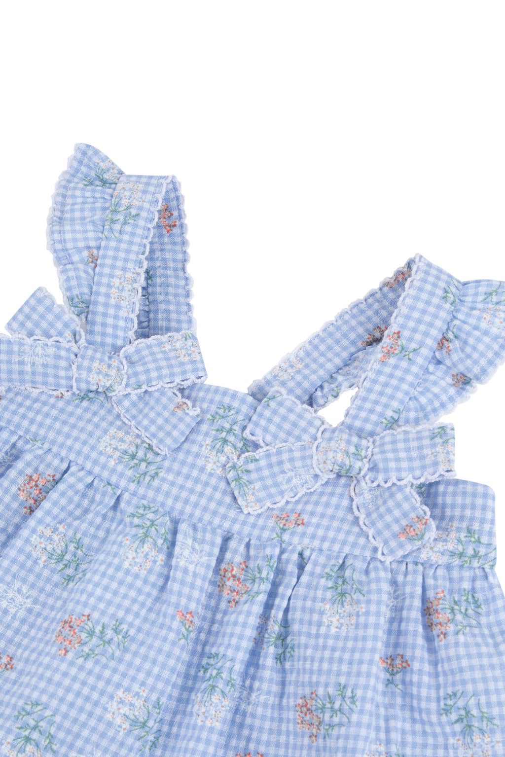 Blouse - Blue Two-tone gingham prisy