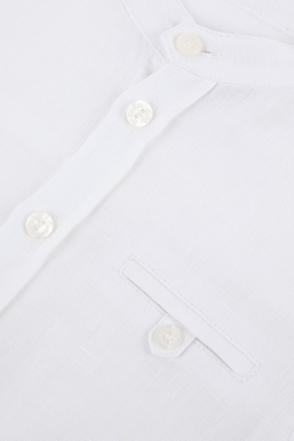Shirt - White Linen Mao collar