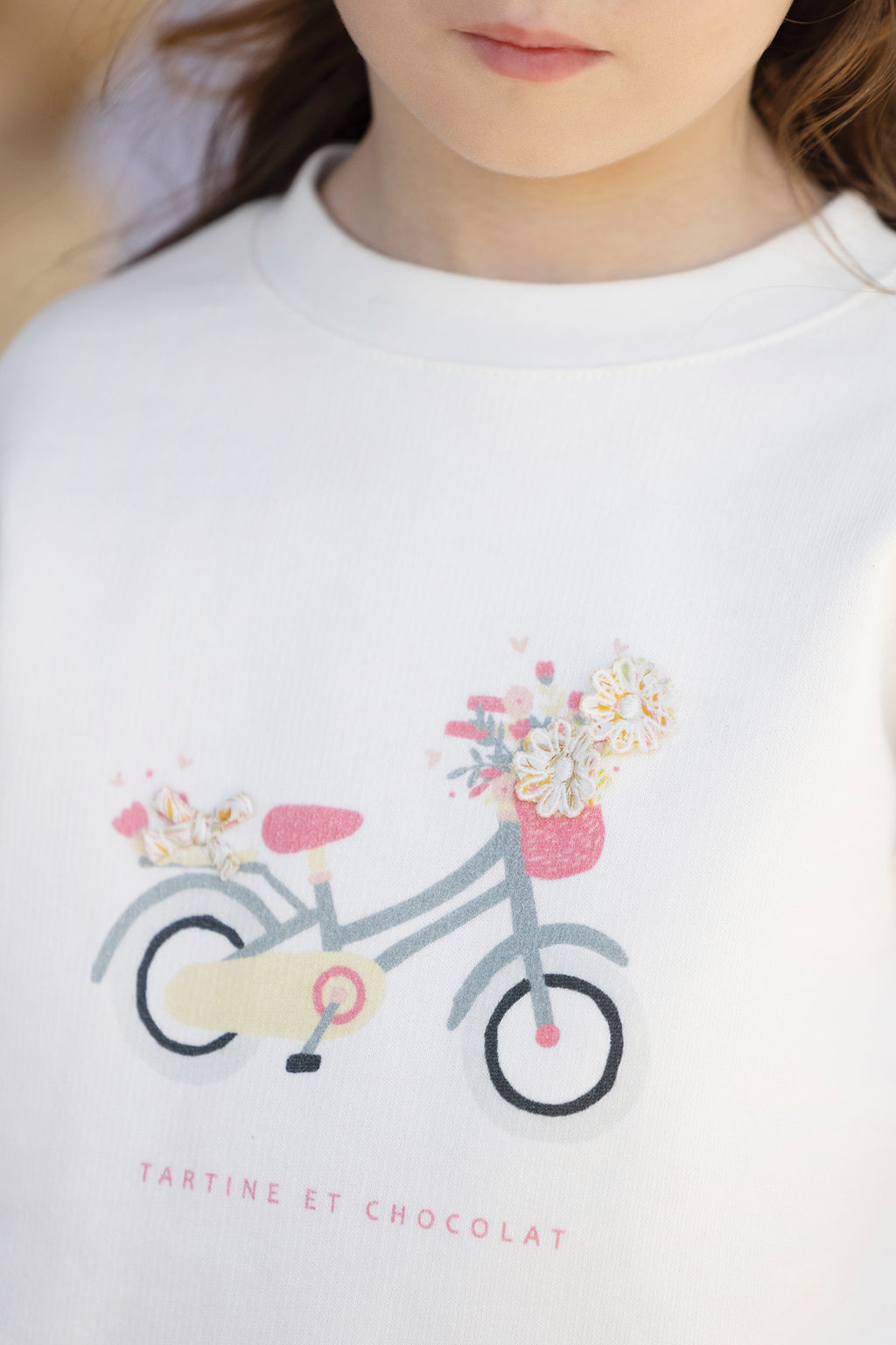 Sweatshirt - Ecru Fabric Bike Illustration Liberty