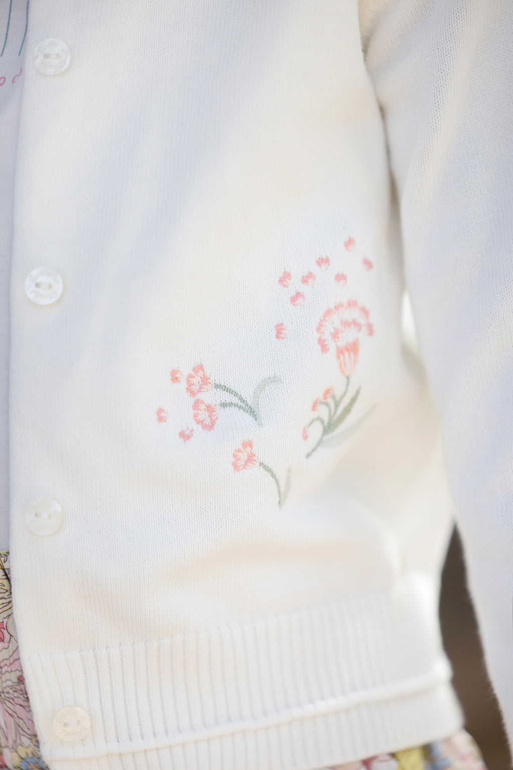 Cardigan - Ecru Flower embroidery