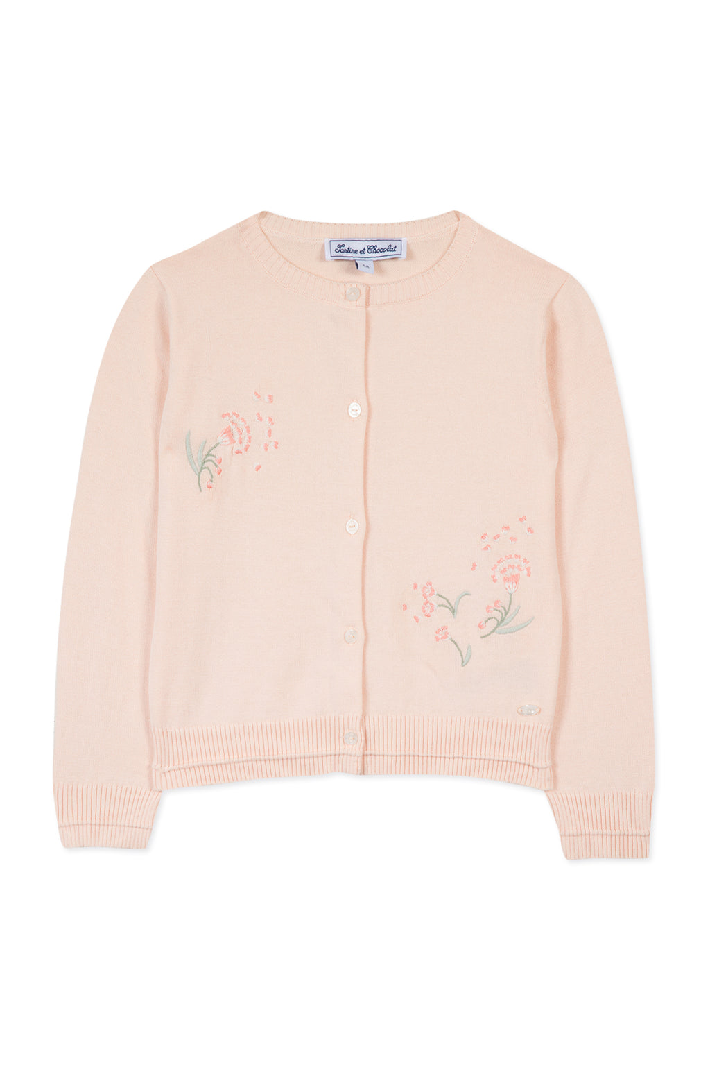 Cardigan - Pale pink Flower embroidery