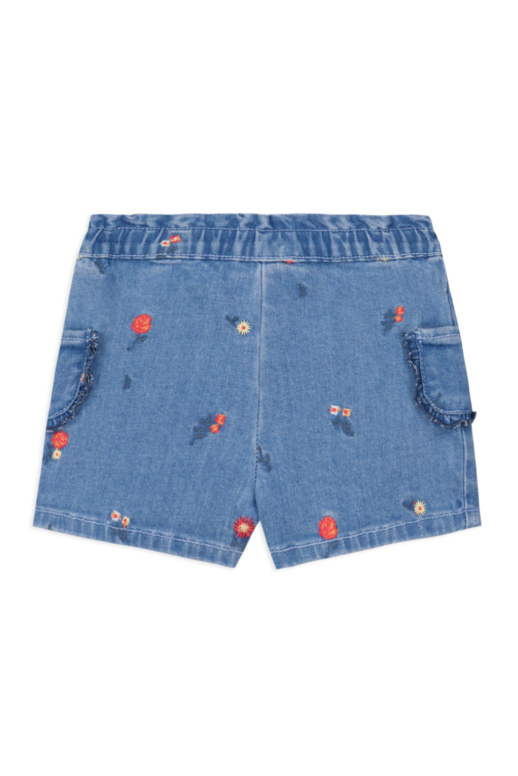Pantaloncino - Blu Motivi di fiori in denim