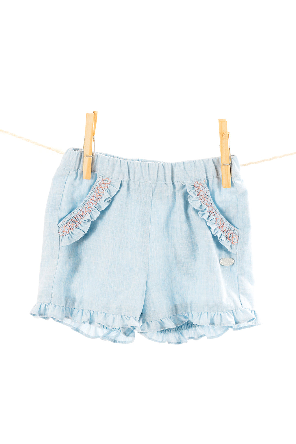 Pantalon bébé fille large en lin et viscose orange