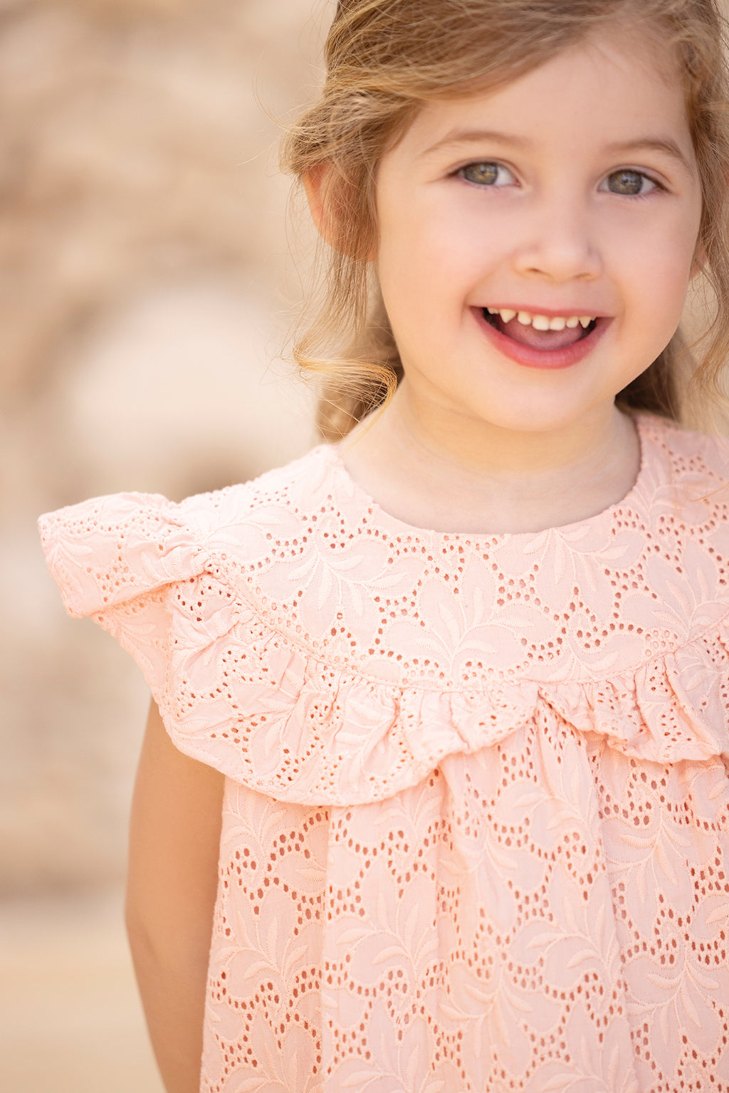 Dress Peach English embroidery girl