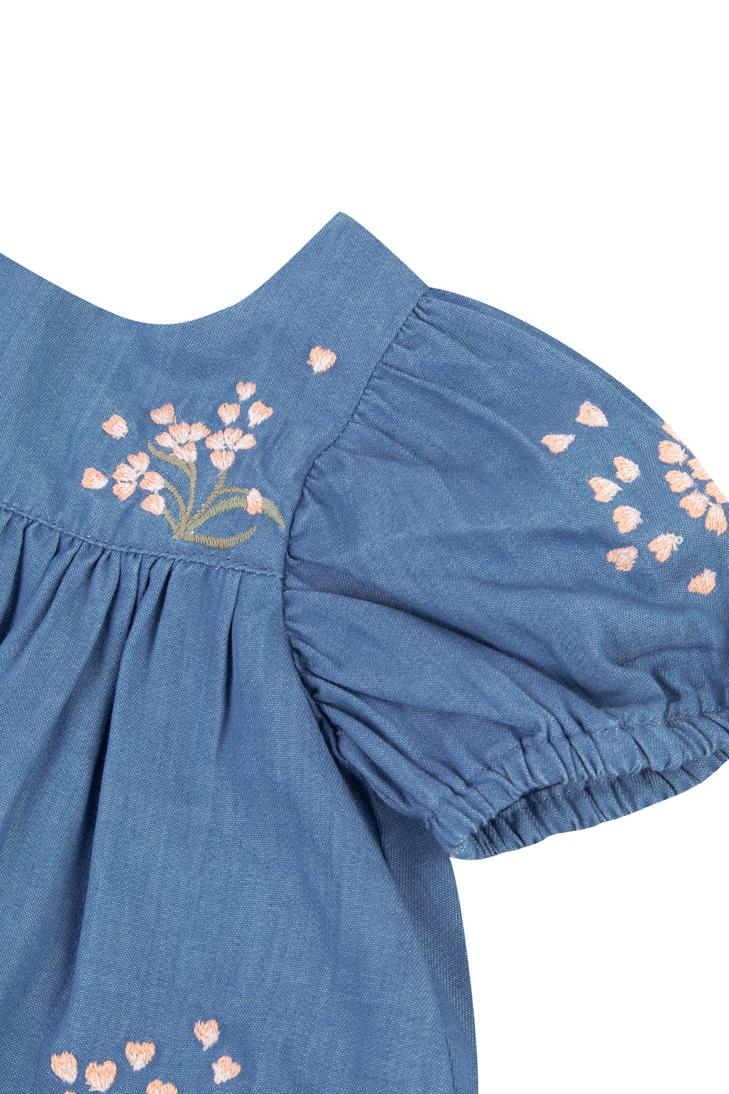 Vestido - Azul Denim chambray fleuri