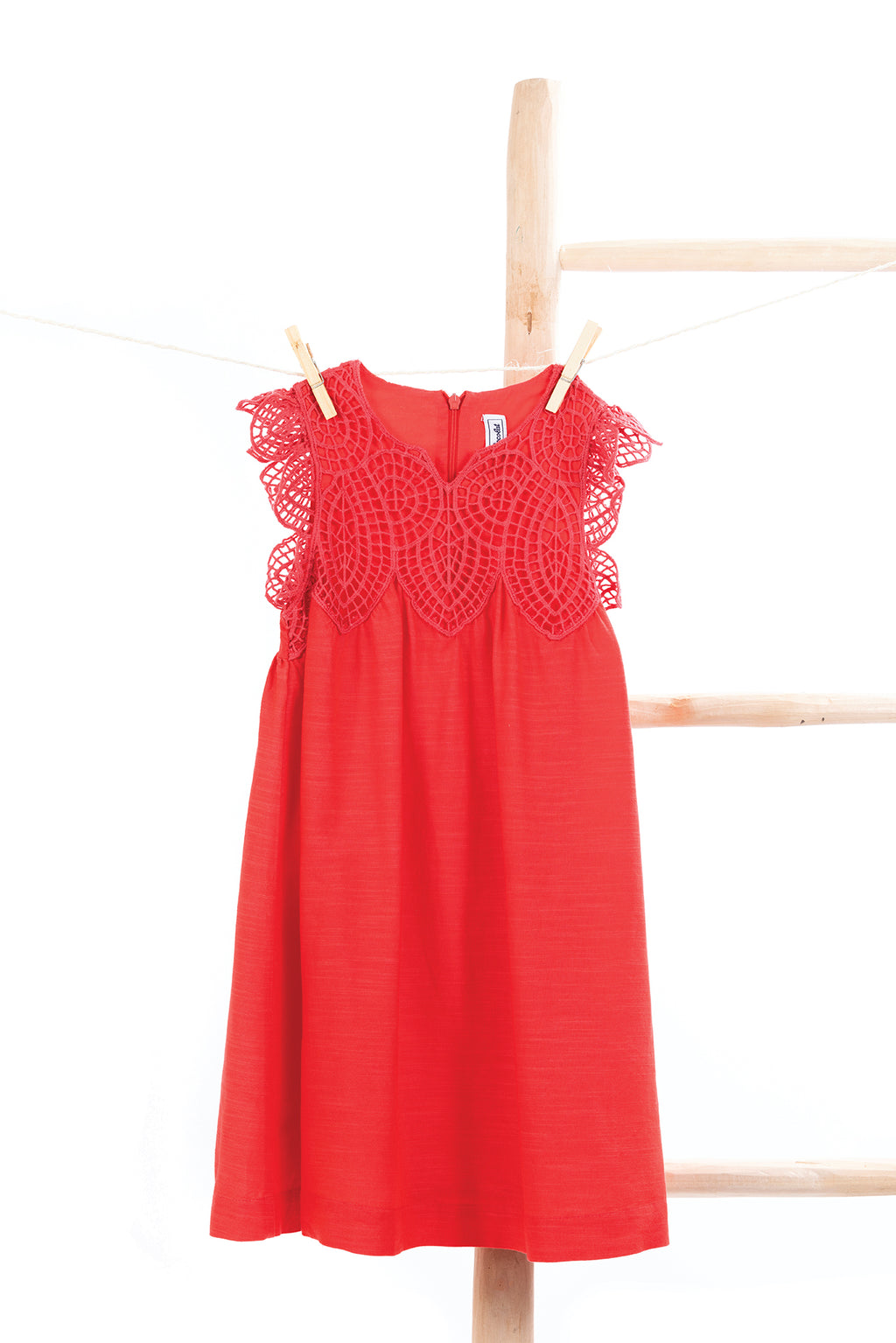 Robe - Rouge broderie coton