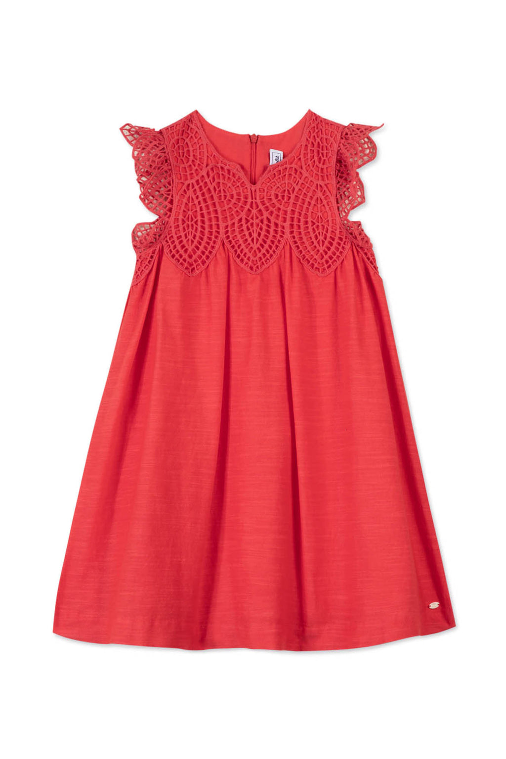 Kleid - Rot Stickerei Baumwolle