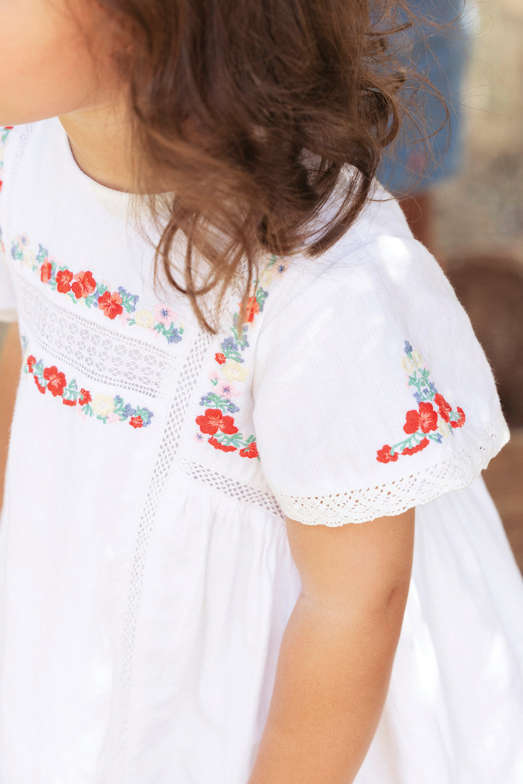 Dress - White Flower embroidery
