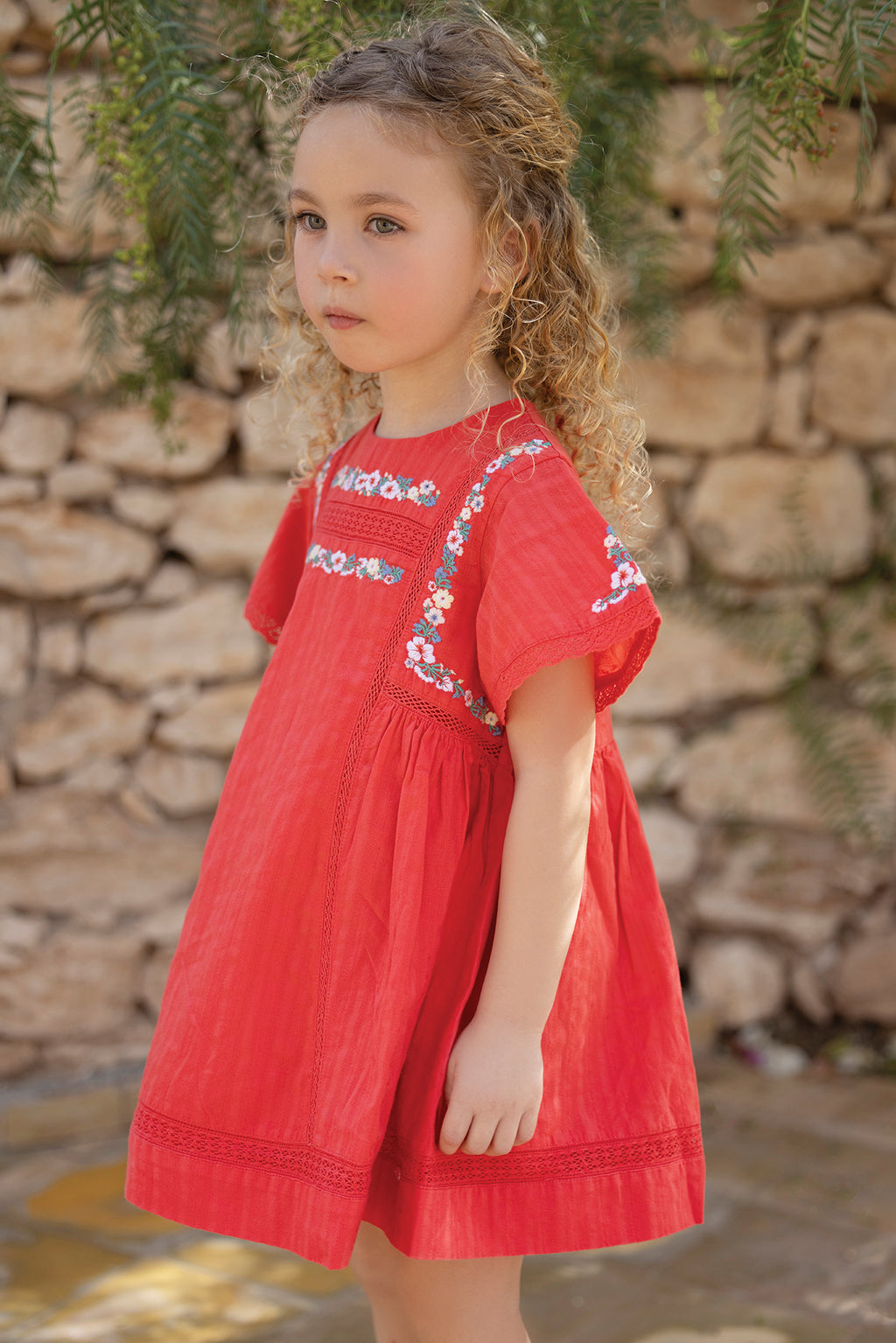 Dress - Red Flower embroidery