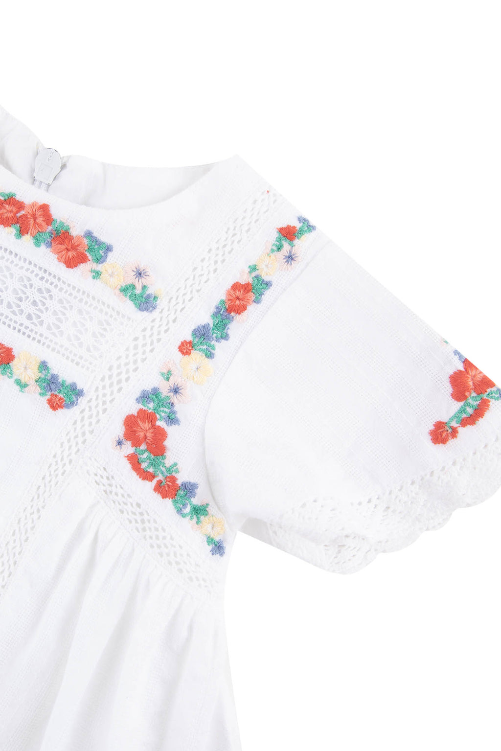 Dress - White Flower embroidery