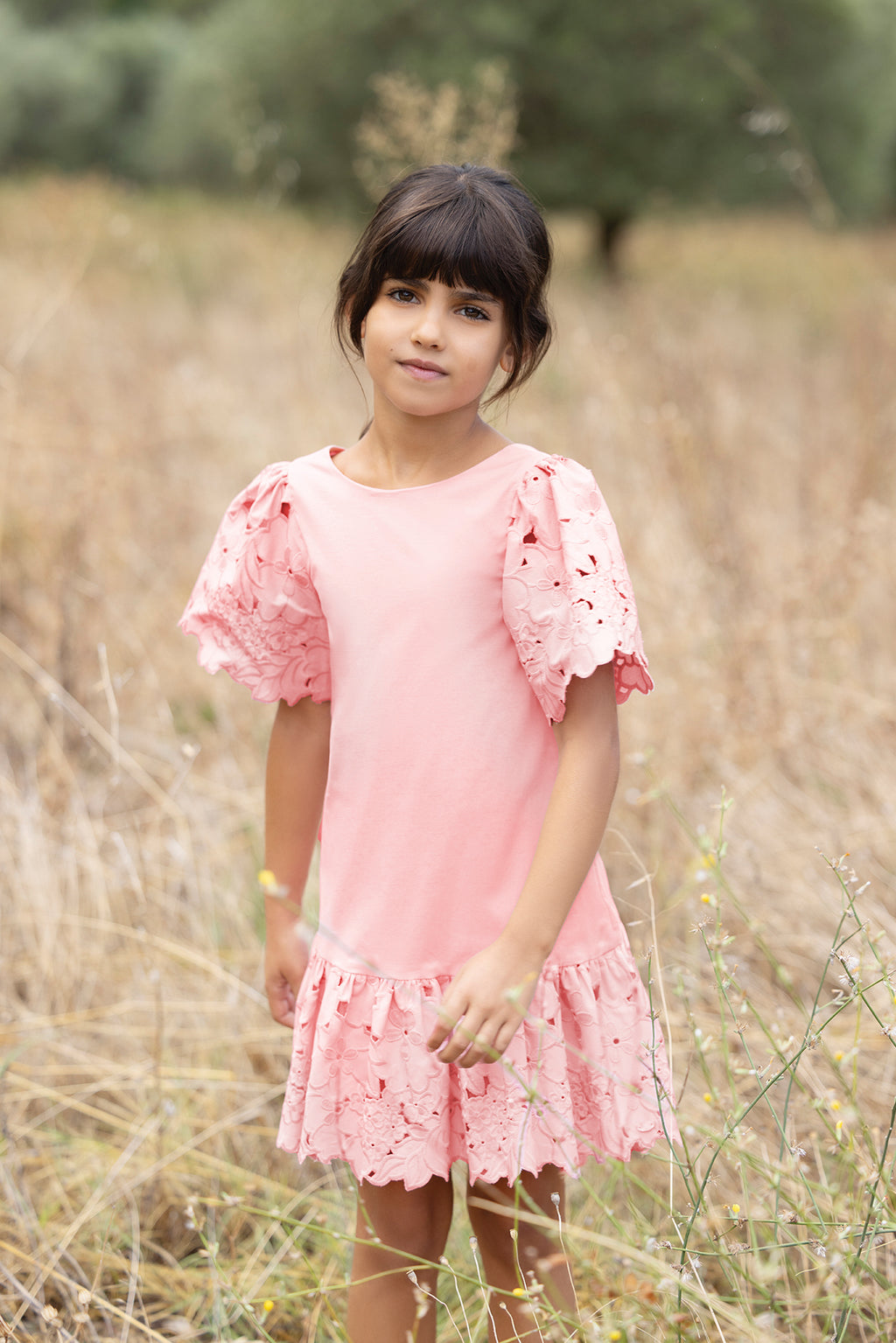 Dress - Pink Cotton embroidery