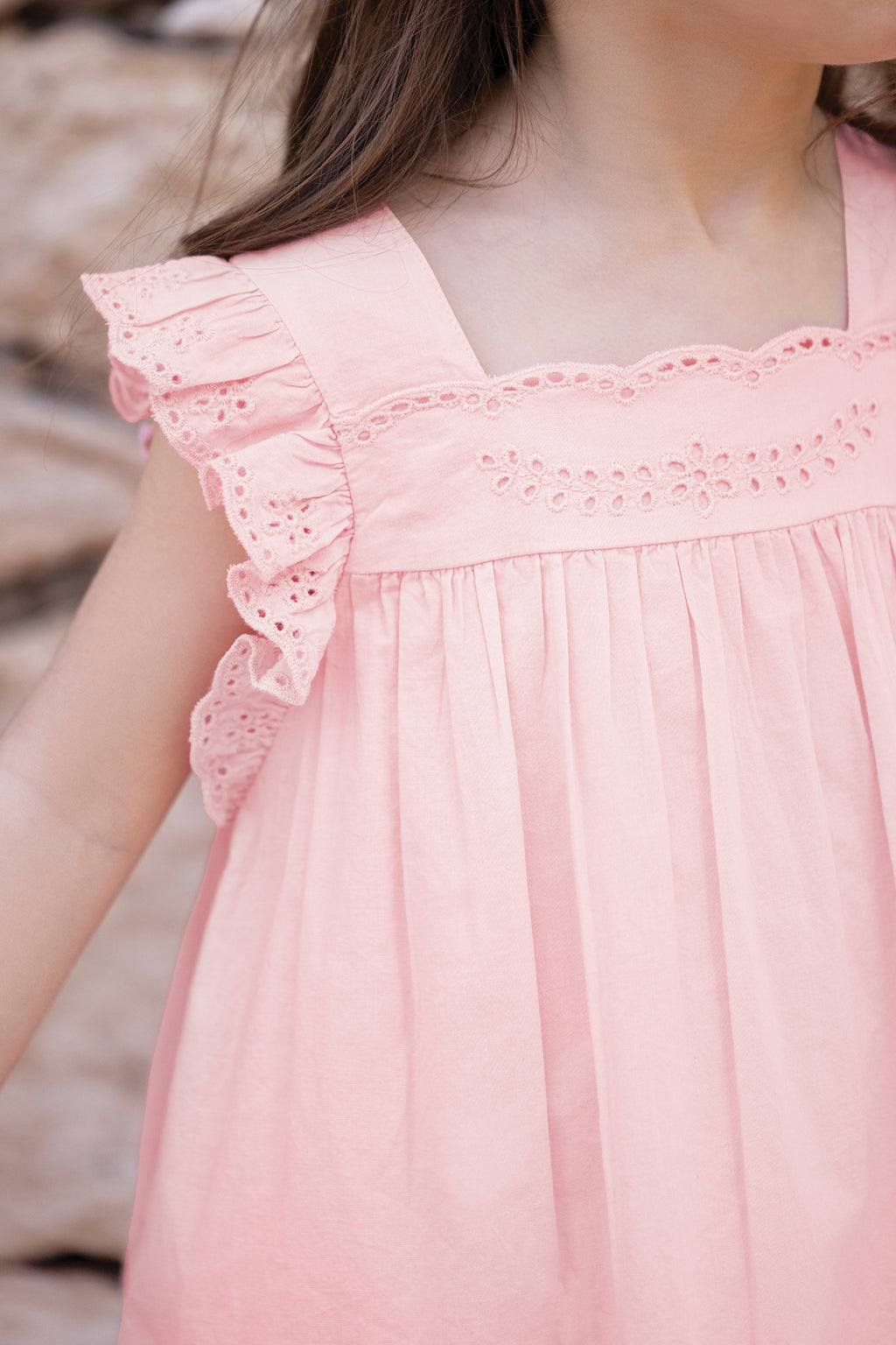 Dress - Pink English embroidery