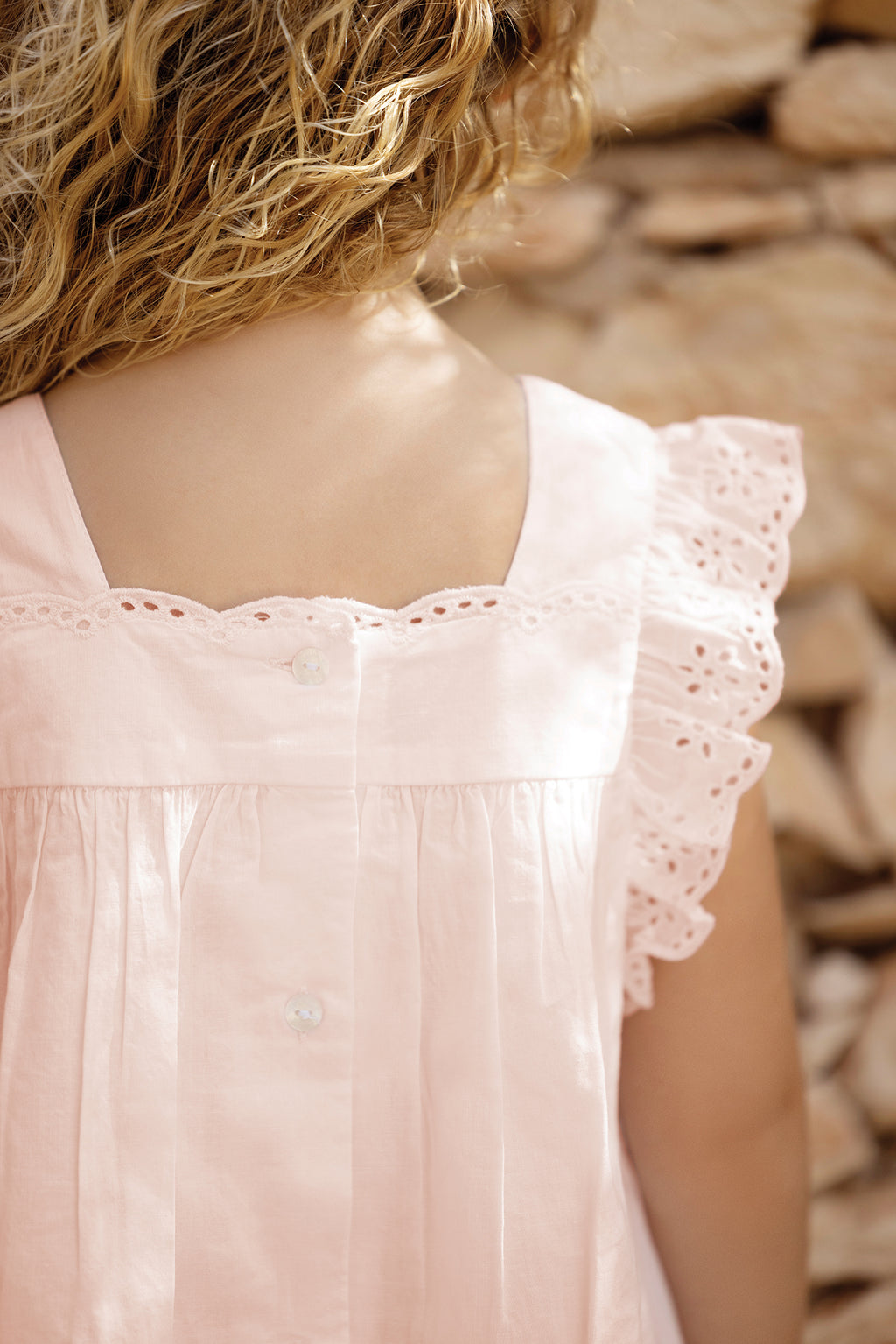 Dress - Pale pink English embroidery