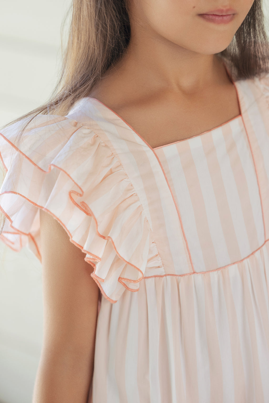 Dress - Pale pink Stripes cross -back
