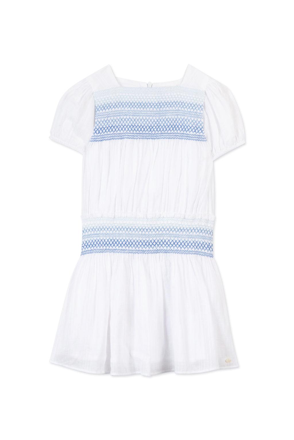 Dress - White Smocks Blue