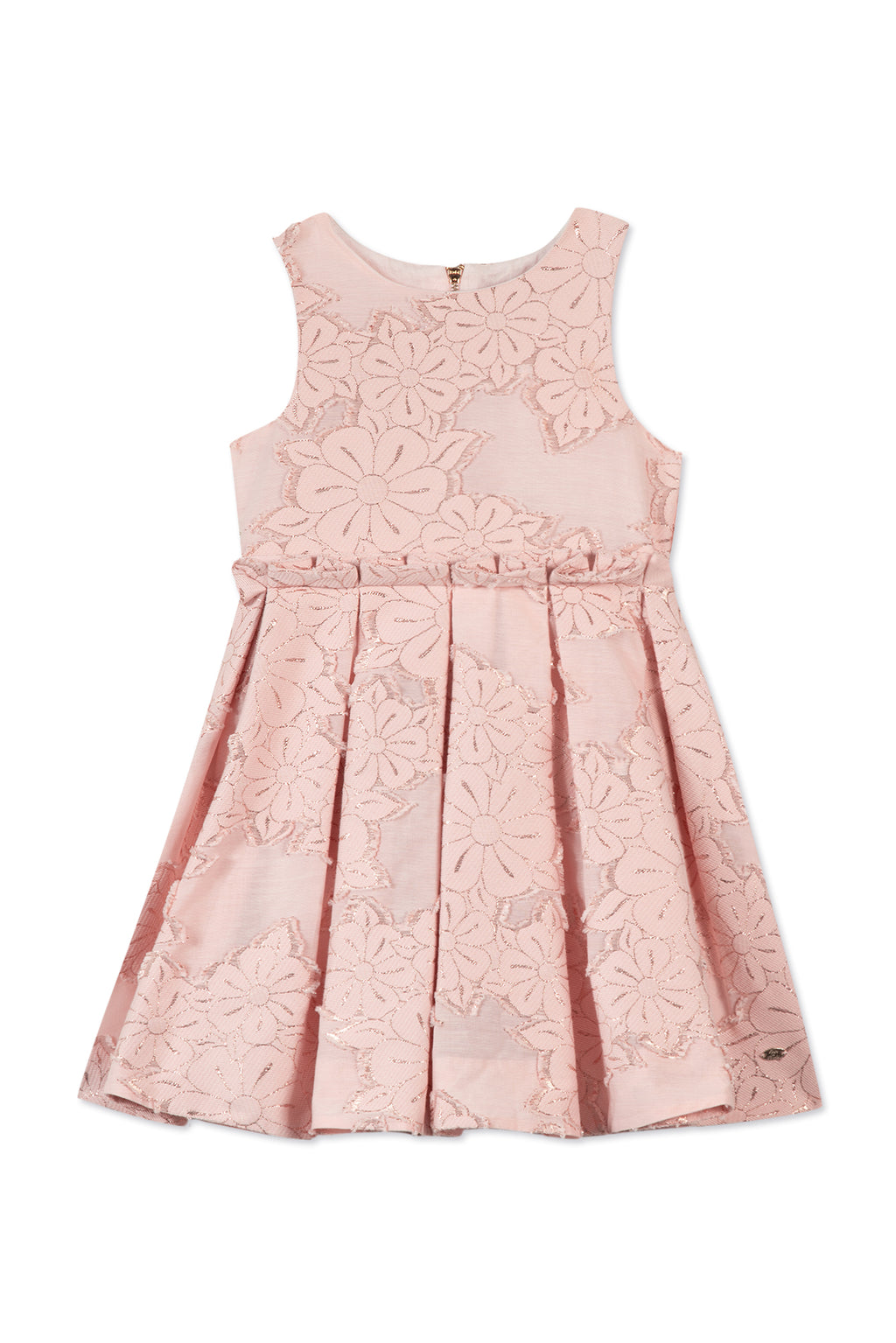 Dress - Pale pink Gathered embroidery