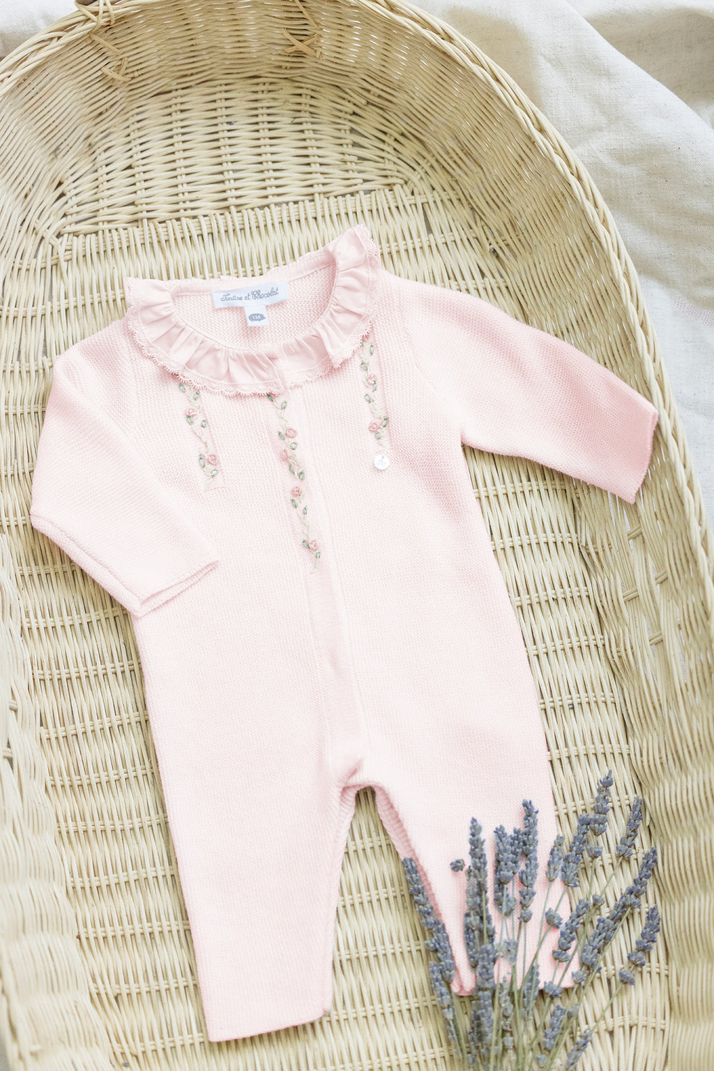 Jumpsuit long - Pale pink embroidery