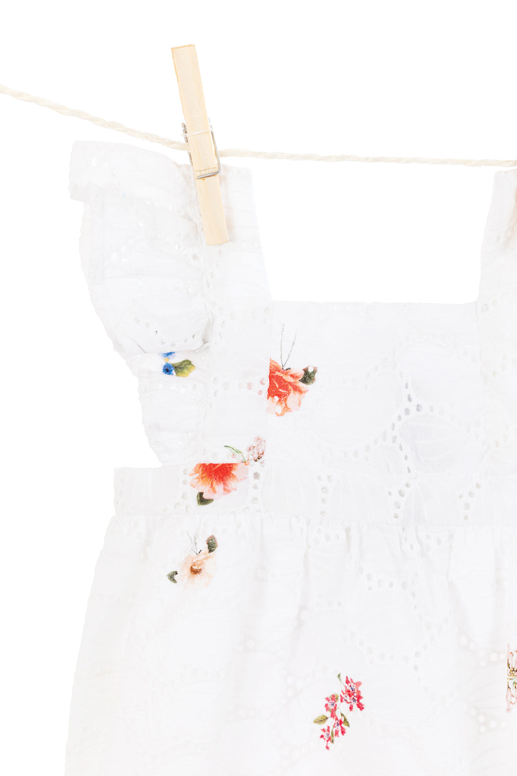 Jumpsuit short - White Prinated embroidery