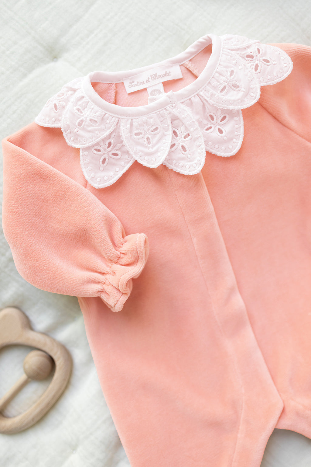 Pajamas - Pink Velvet flower collar